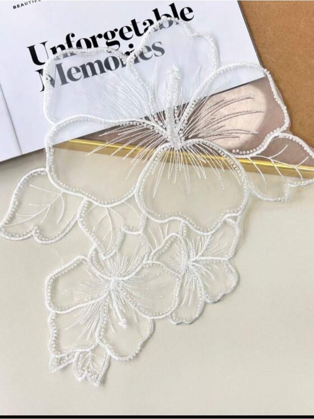 Delicate White Floral Applique Lace Trim - Women Accessories